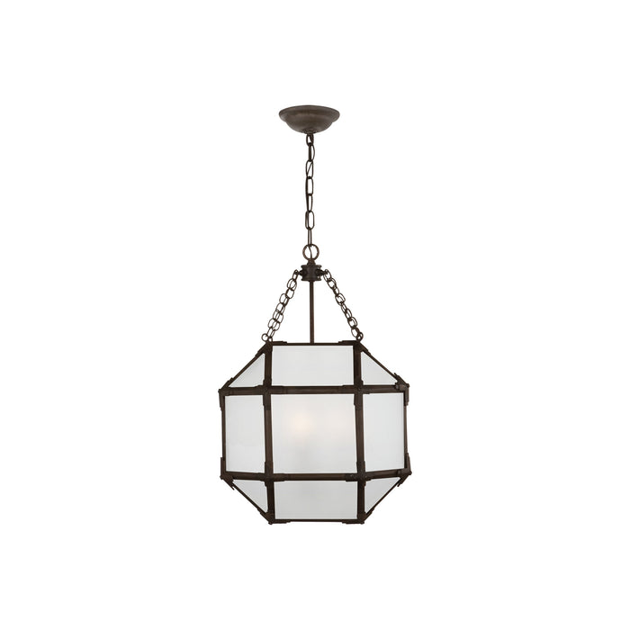 Morris Pendant Light in Antique Zinc/Frosted Glass (Small).