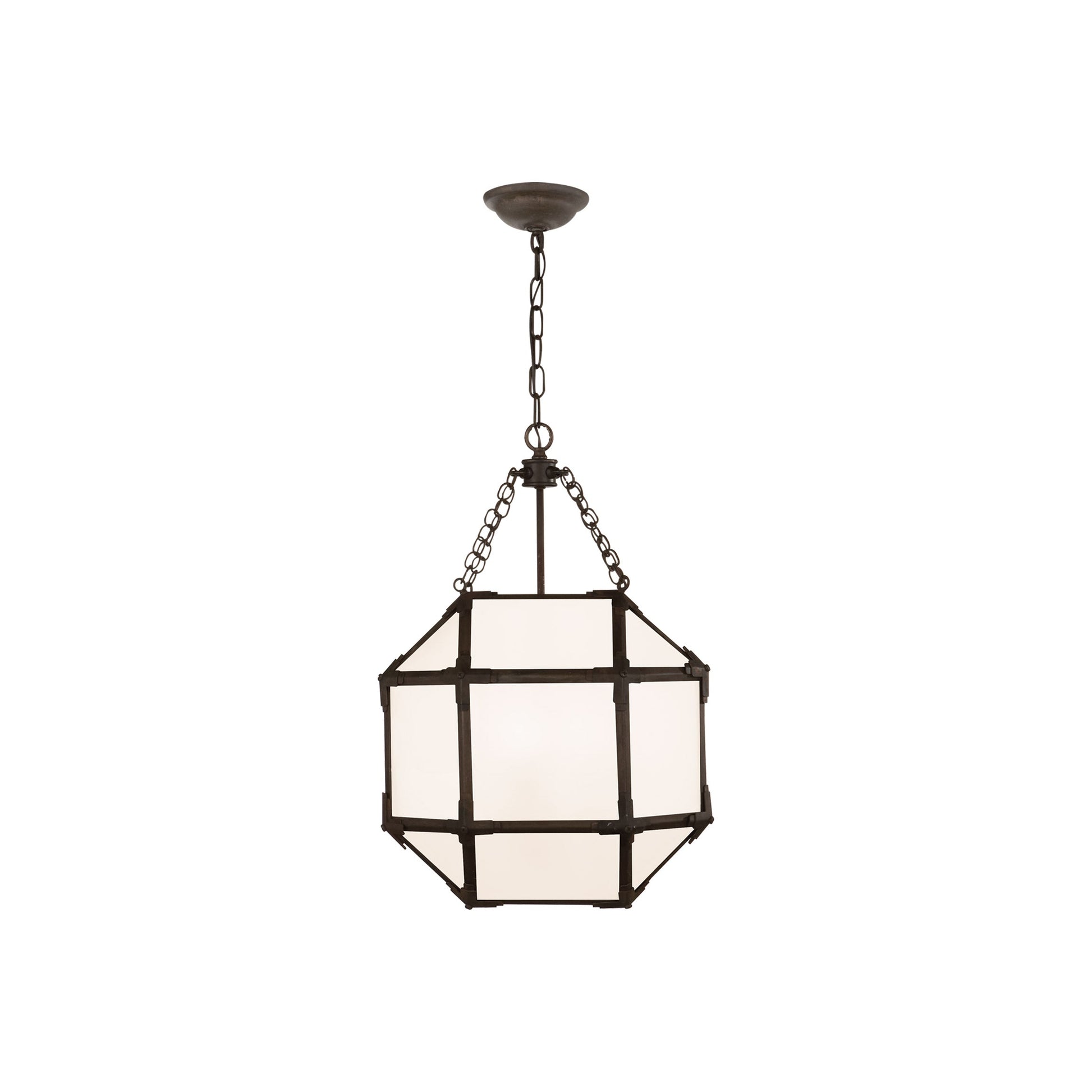Morris Pendant Light in Antique Zinc/White Glass (Small).