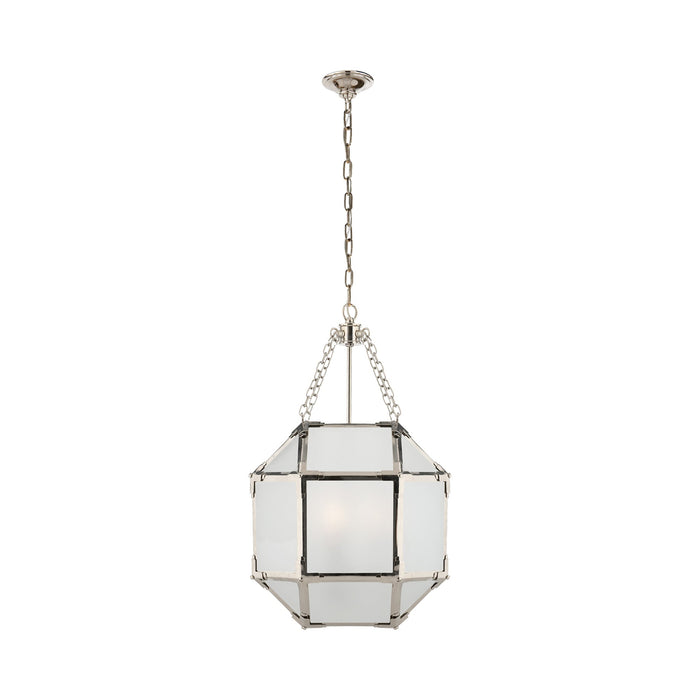Morris Pendant Light in Polished Nickel/White Glass (Small).