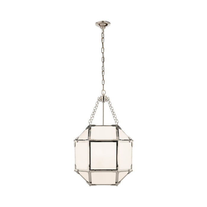Morris Pendant Light in Polished Nickel/White Glass (Small).