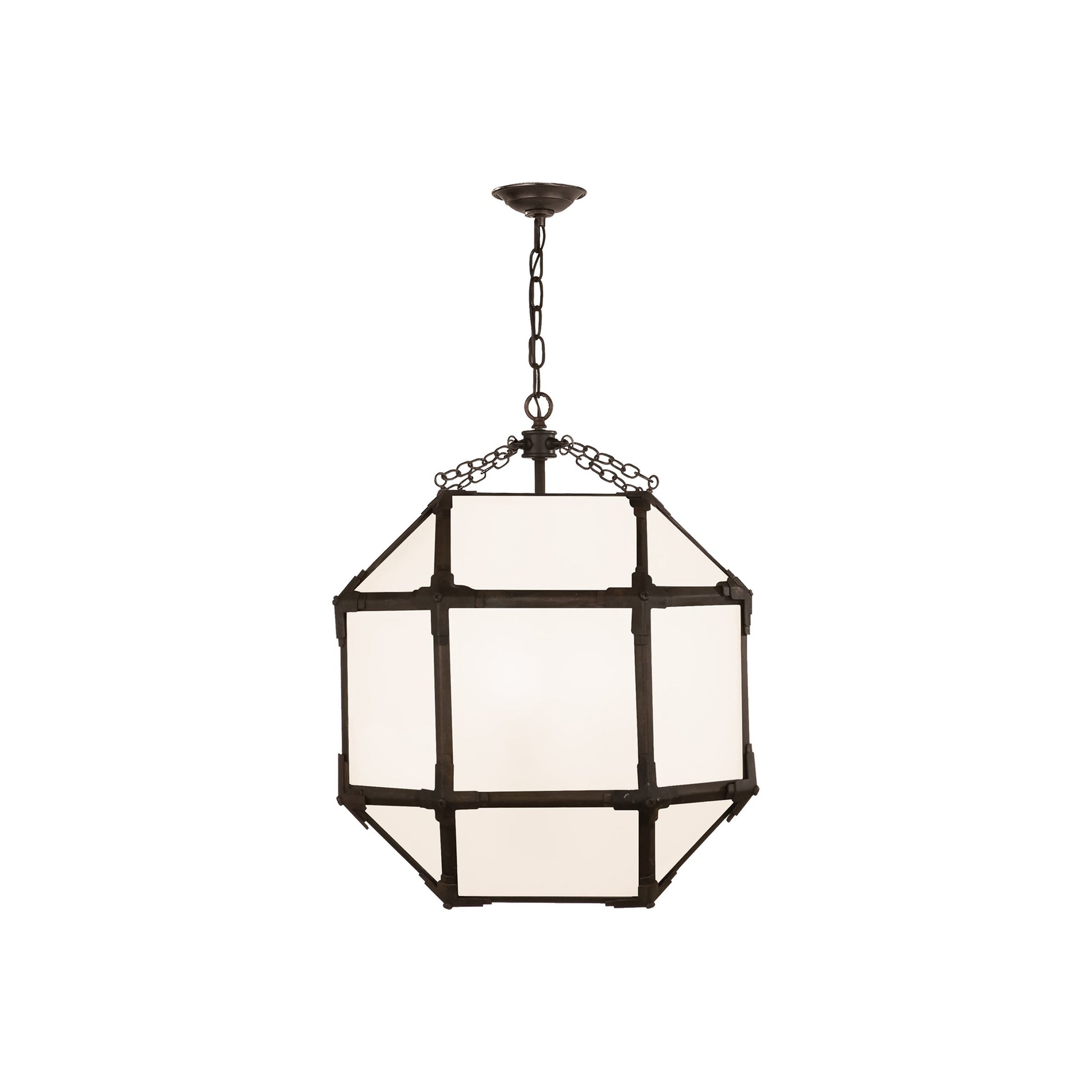 Morris Pendant Light in Antique Zinc/White Glass (Medium).