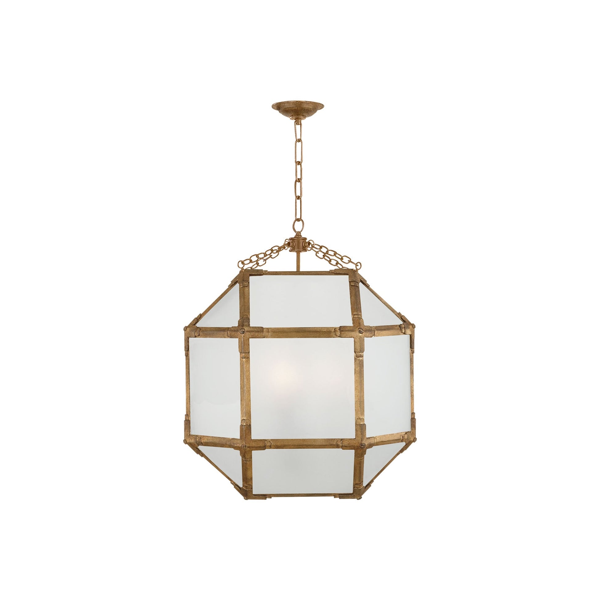 Morris Pendant Light in Gilded Iron/White Glass (Medium).