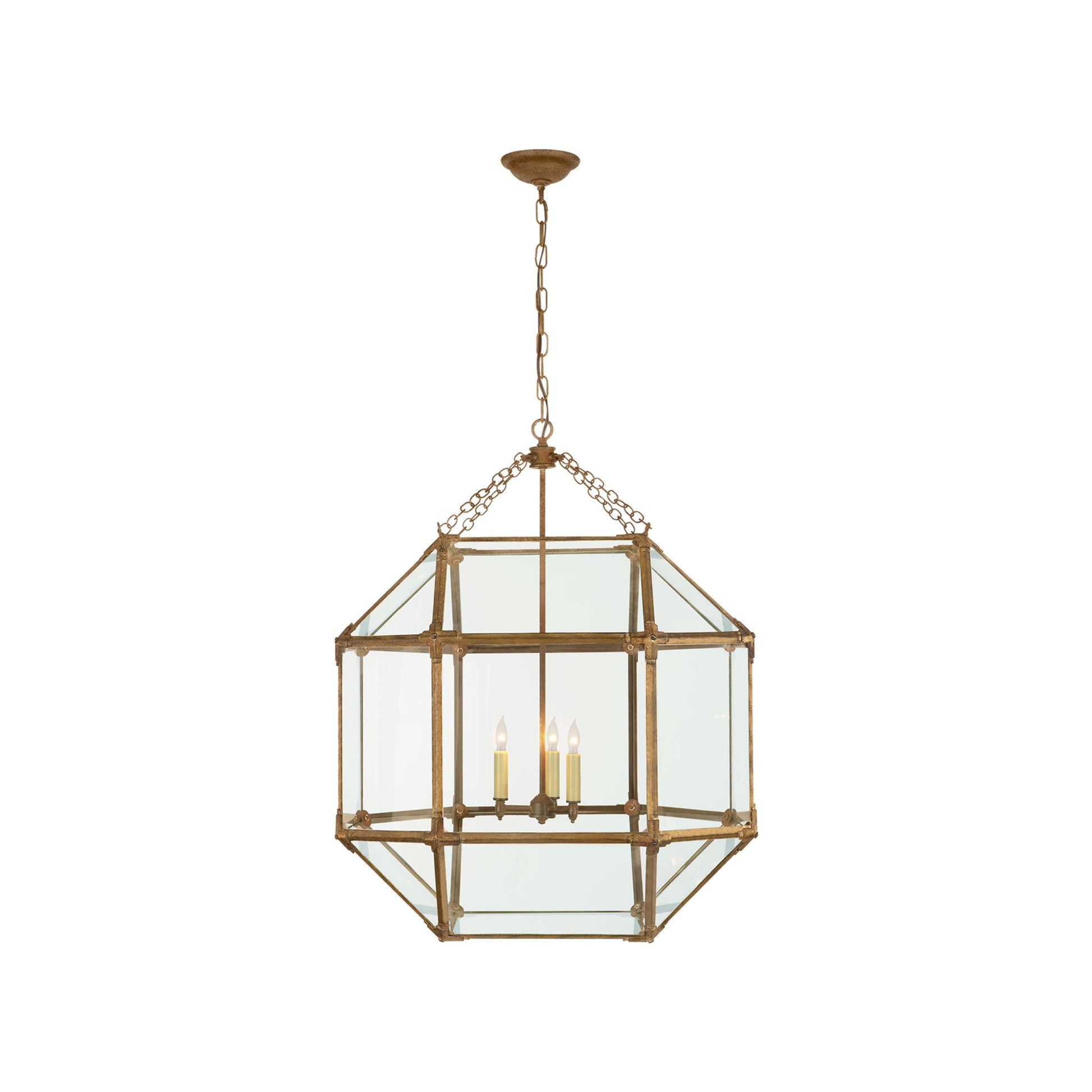 Morris Pendant Light in Gilded Iron/Clear Glass (Large).