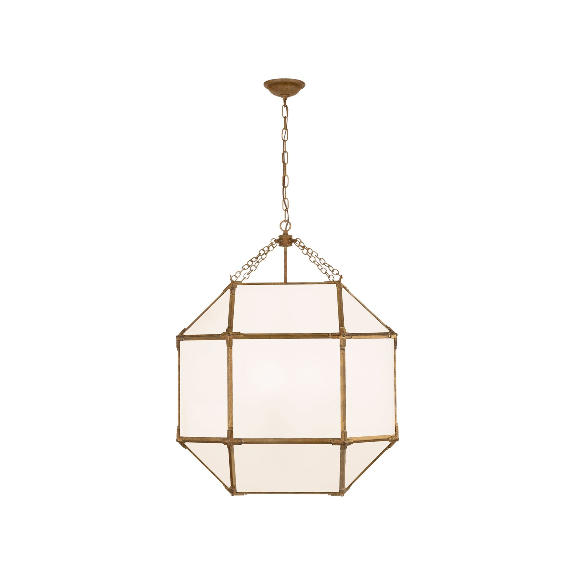Morris Pendant Light in Gilded Iron/White Glass (Large).