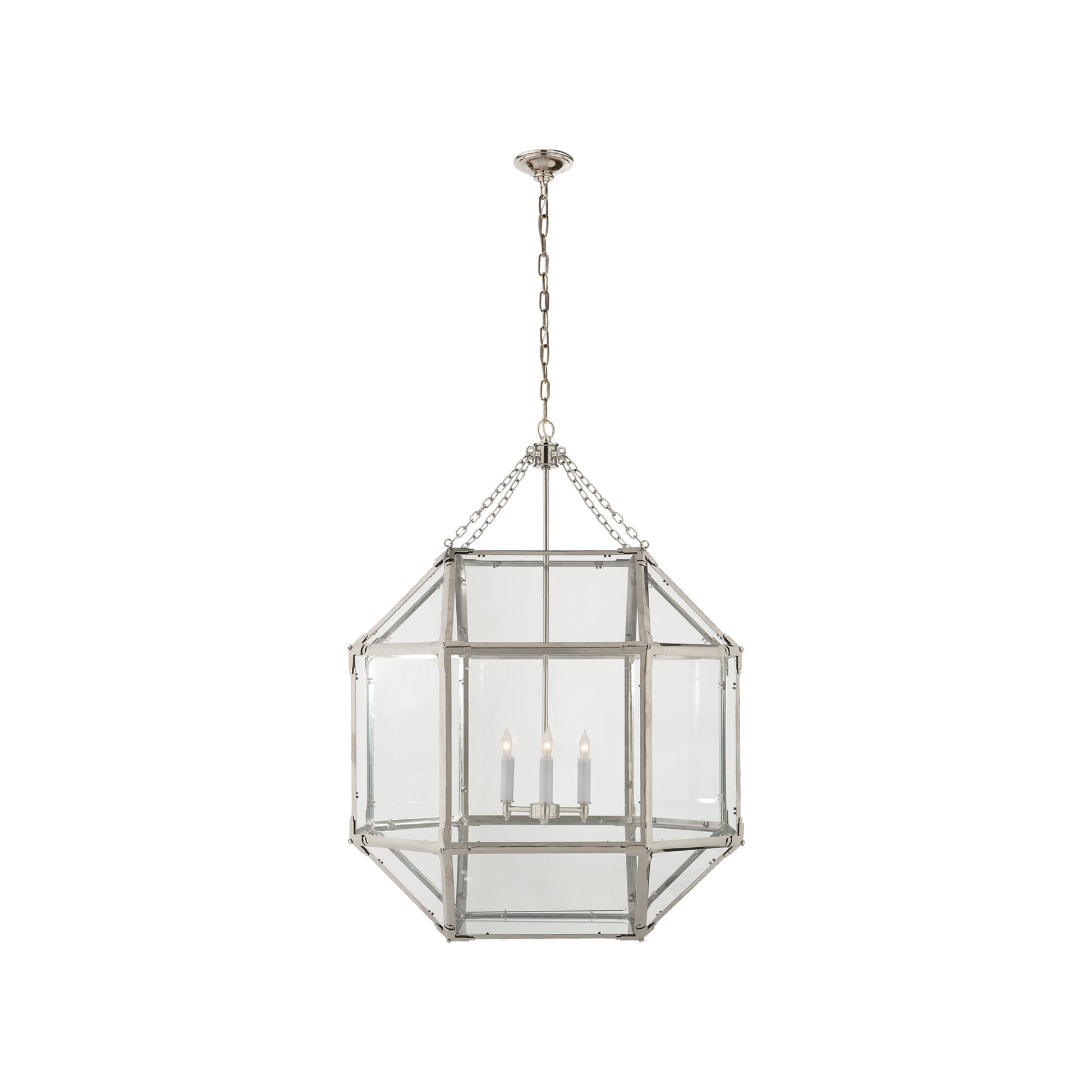 Morris Pendant Light in Polished Nickel/Clear Glass (Large).