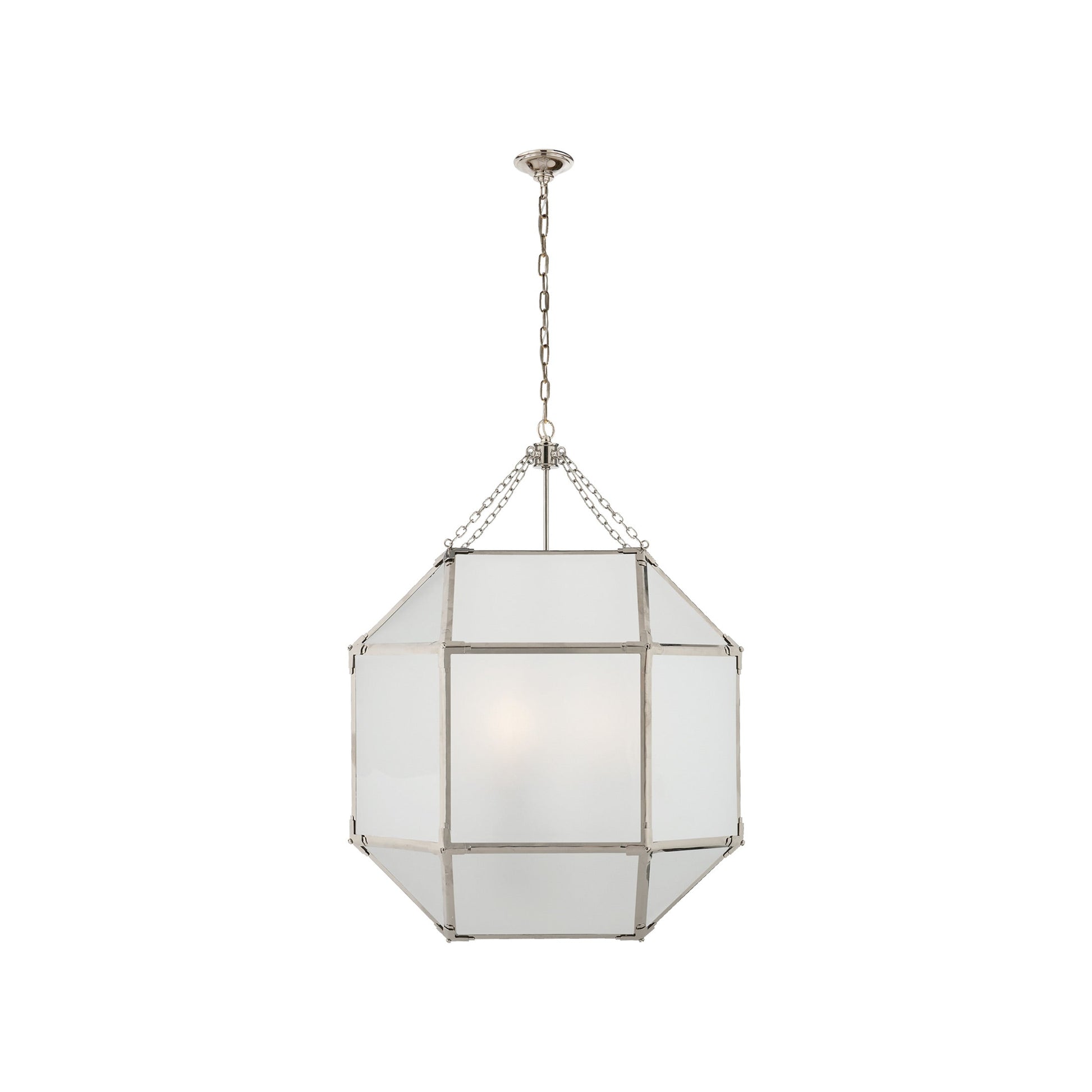 Morris Pendant Light in Polished Nickel/Frosted Glass (Large).