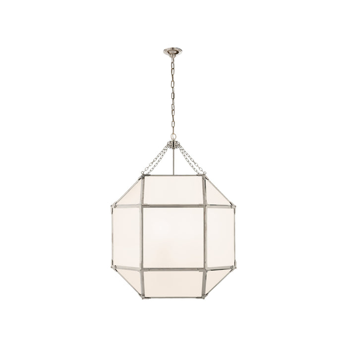 Morris Pendant Light in Polished Nickel/White Glass (Large).
