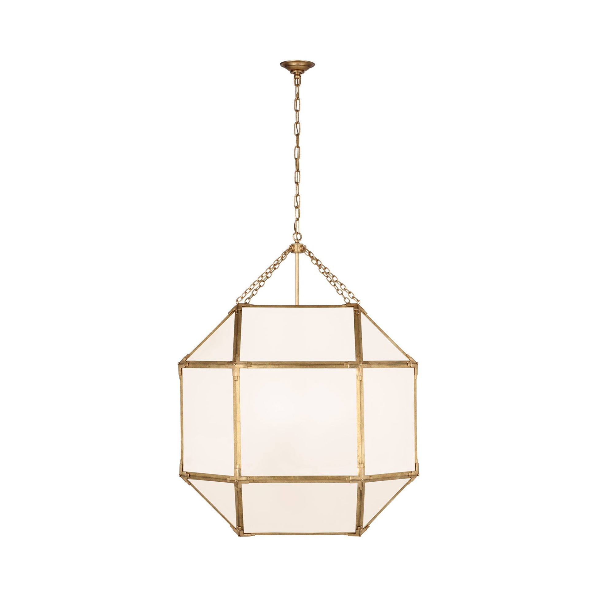 Morris Pendant Light in Gilded Iron/White Glass (Grande).
