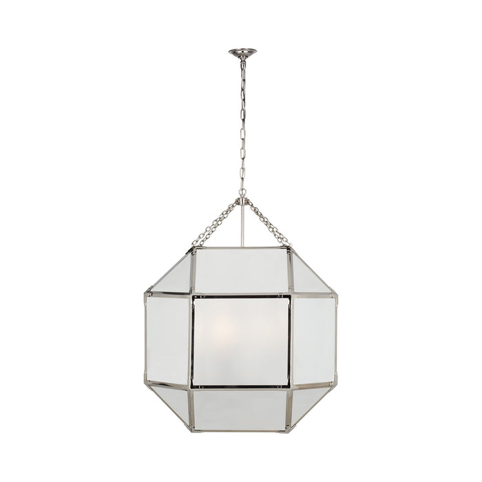 Morris Pendant Light in Polished Nickel/Frosted Glass (Grande).