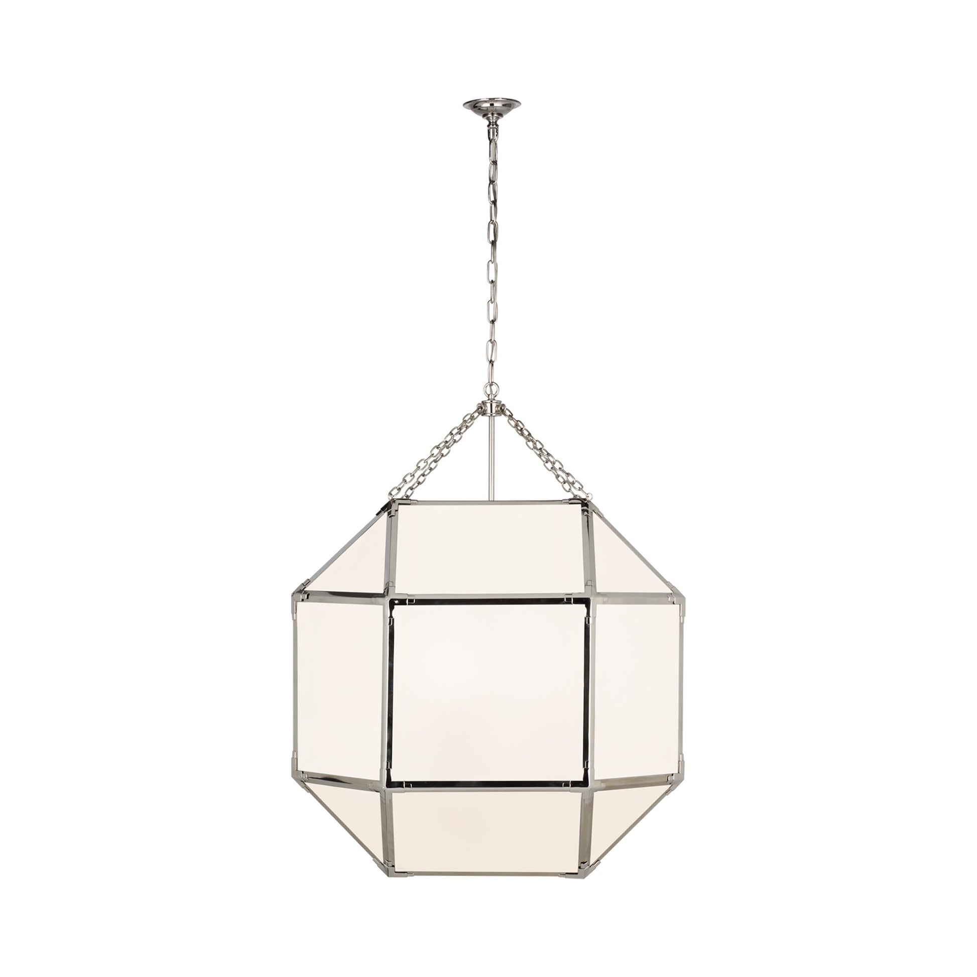 Morris Pendant Light in Polished Nickel/White Glass (Grande).