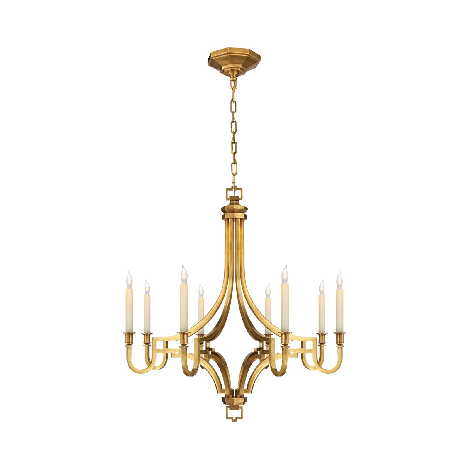 Mykonos Chandelier in Antique-Burnished Brass (Medium).