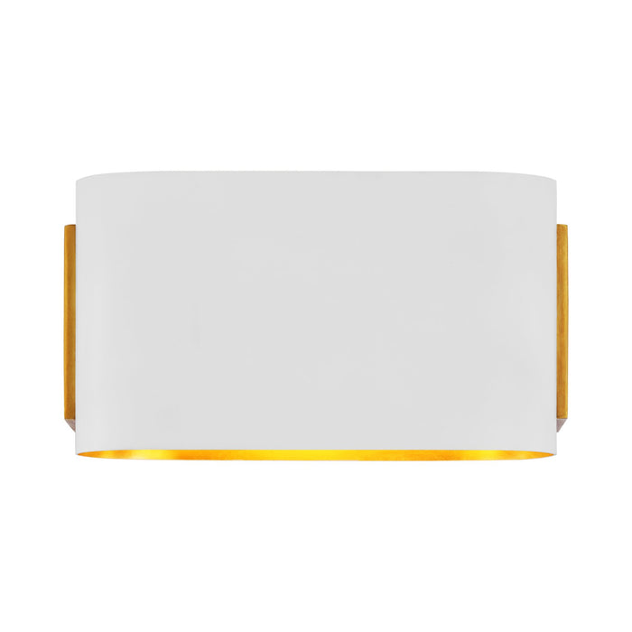 Nella LED Oblong Wall Light in Hand-Rubbed Antique Brass/Plaster White.
