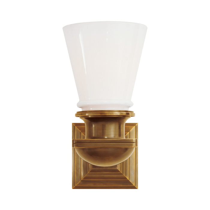 New York Subway Bath Wall Light in Hand-Rubbed Antique Brass.