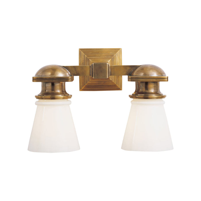 New York Subway Vanity Wall Light in Hand-Rubbed Antique Brass (2-Light).