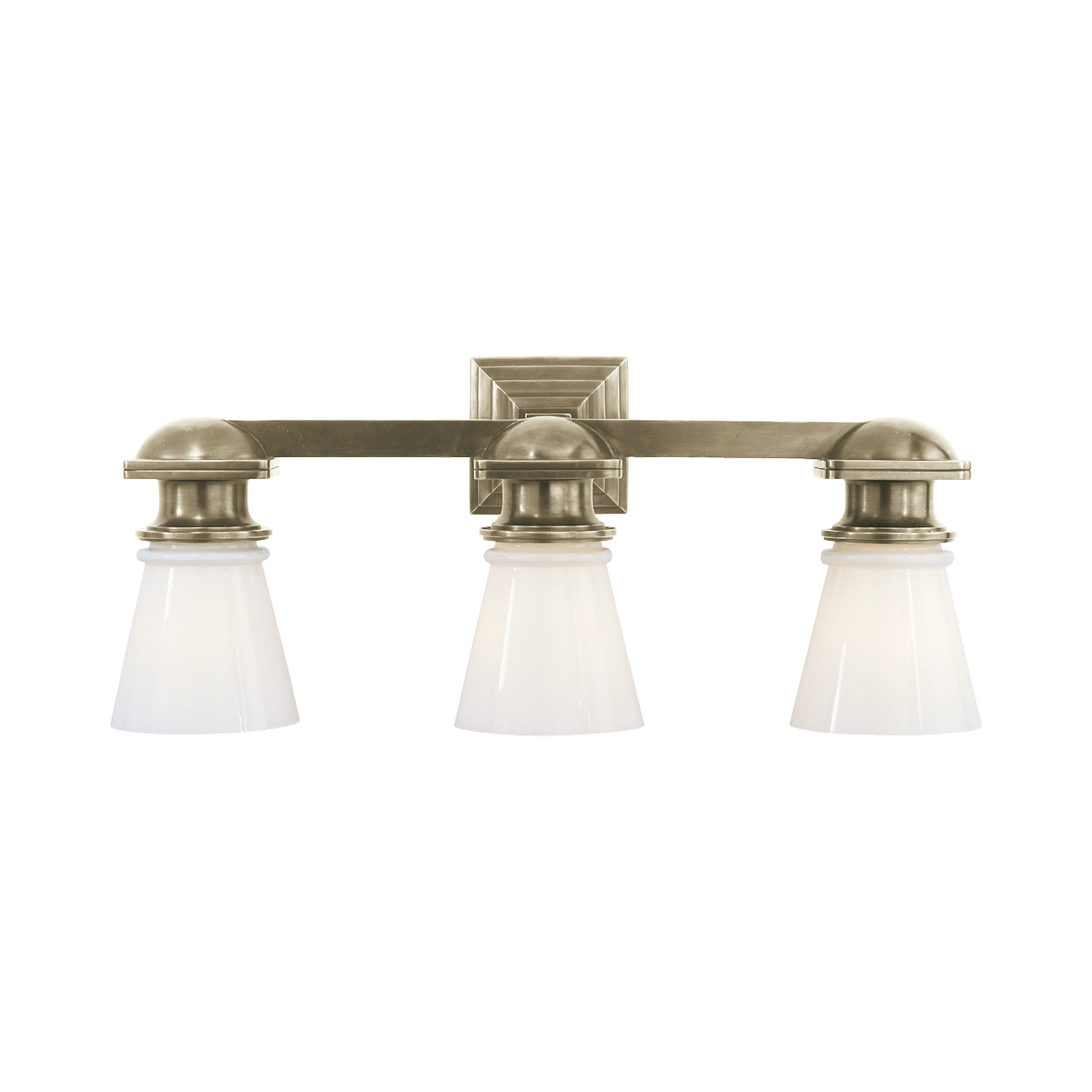 New York Subway Vanity Wall Light in Antique Nickel (3-Light).