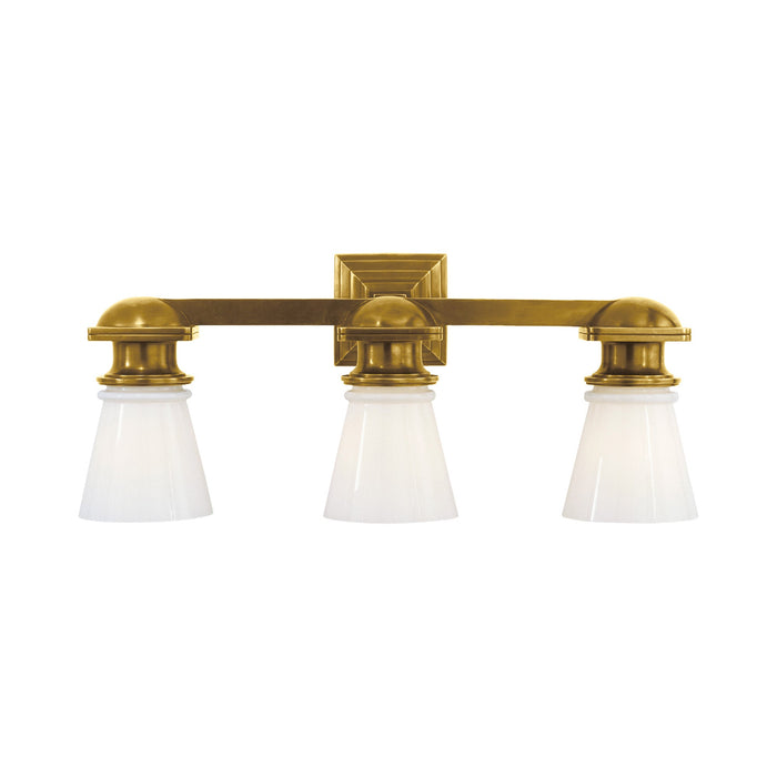 New York Subway Vanity Wall Light in Hand-Rubbed Antique Brass (3-Light).