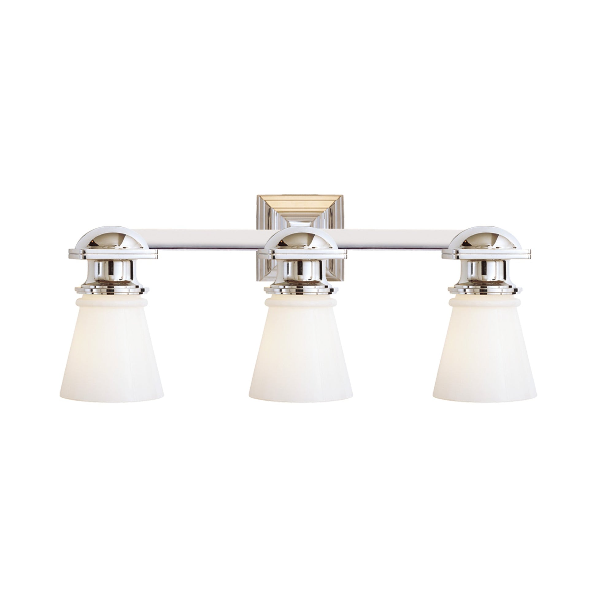 New York Subway Vanity Wall Light in Polished Nickel (3-Light).