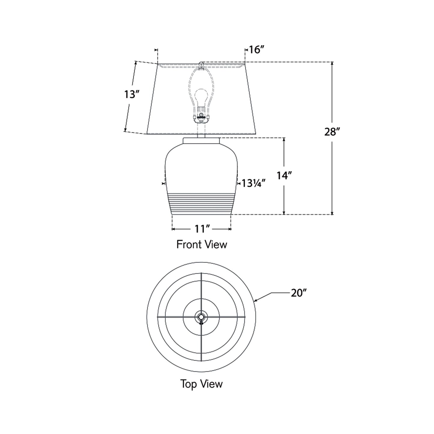 Nora Table Lamp - line drawing.