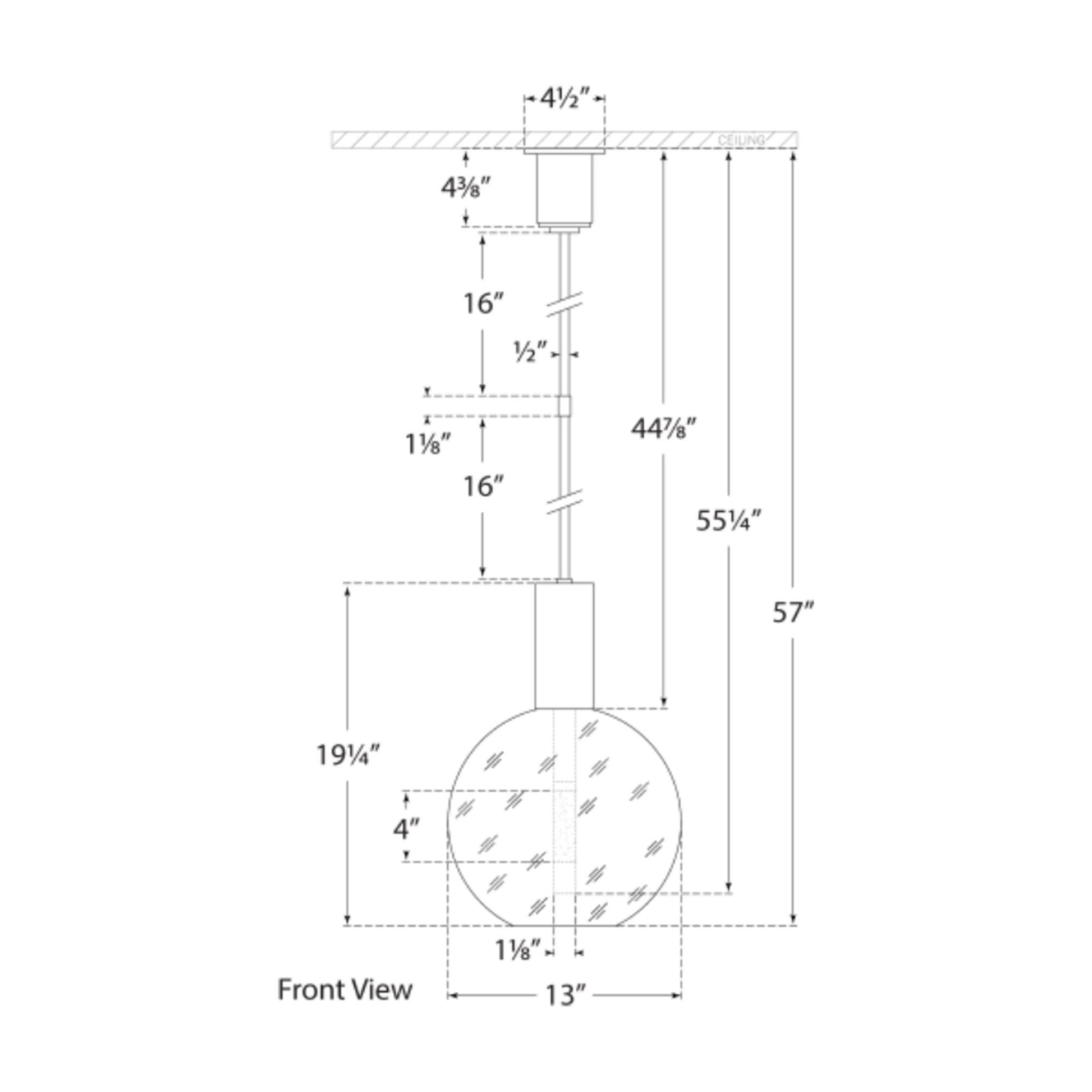 Nye Globe LED Pendant Light - line drawing.