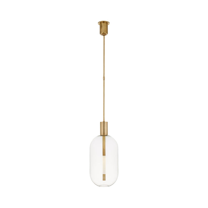 Nye Tall LED Pendant Light in Antique-Burnished Brass.