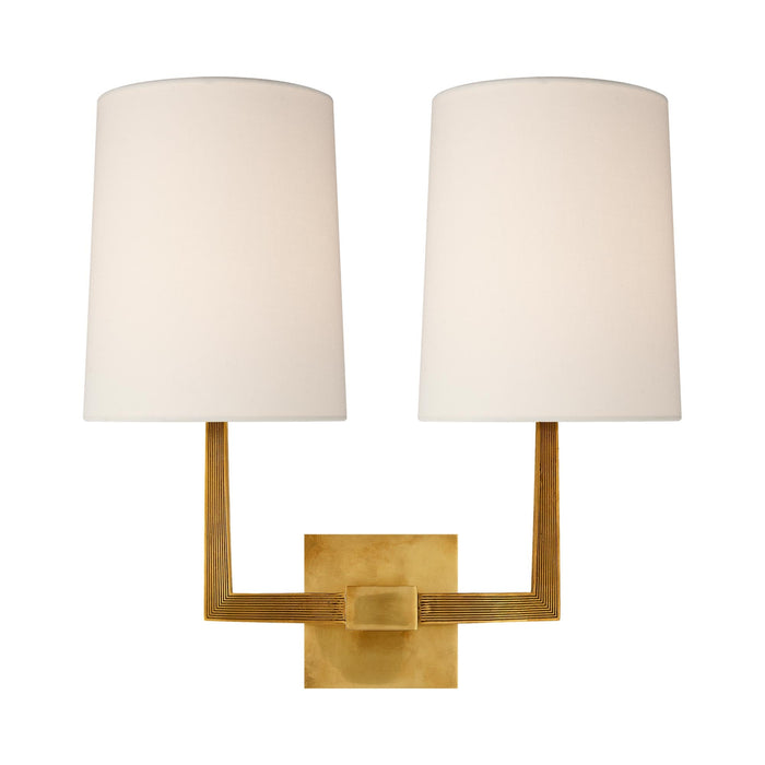 Ojai Double Wall Light in Soft Brass.