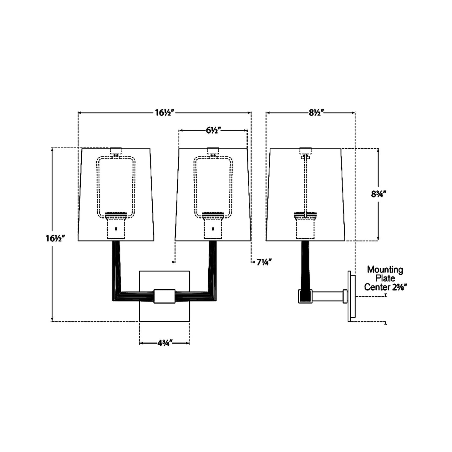 Ojai Double Wall Light - line drawing.