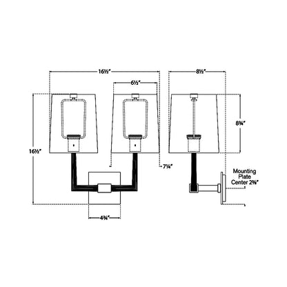 Ojai Double Wall Light - line drawing.