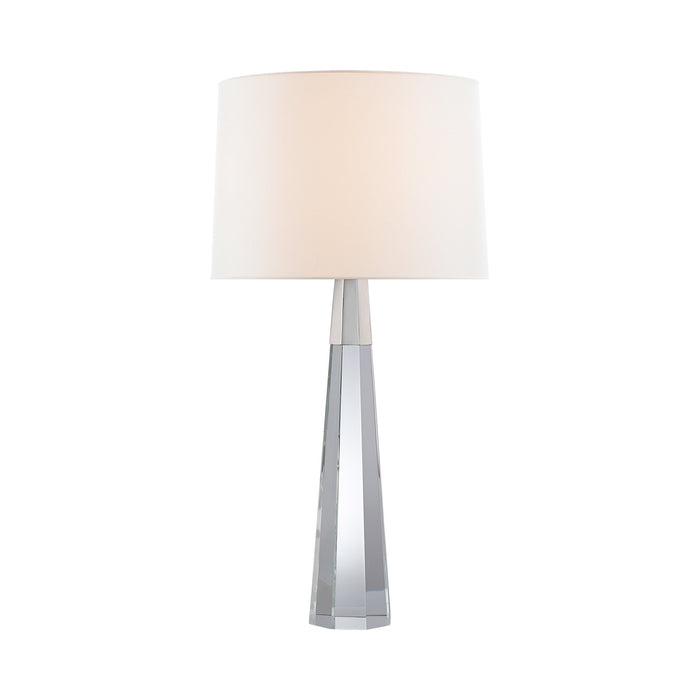 Olsen Table Lamp in Crystal/Polished Nickel.