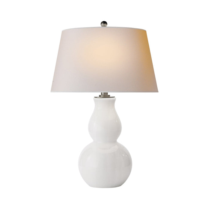 Open Table Lamp in White Glass/Natural Paper.