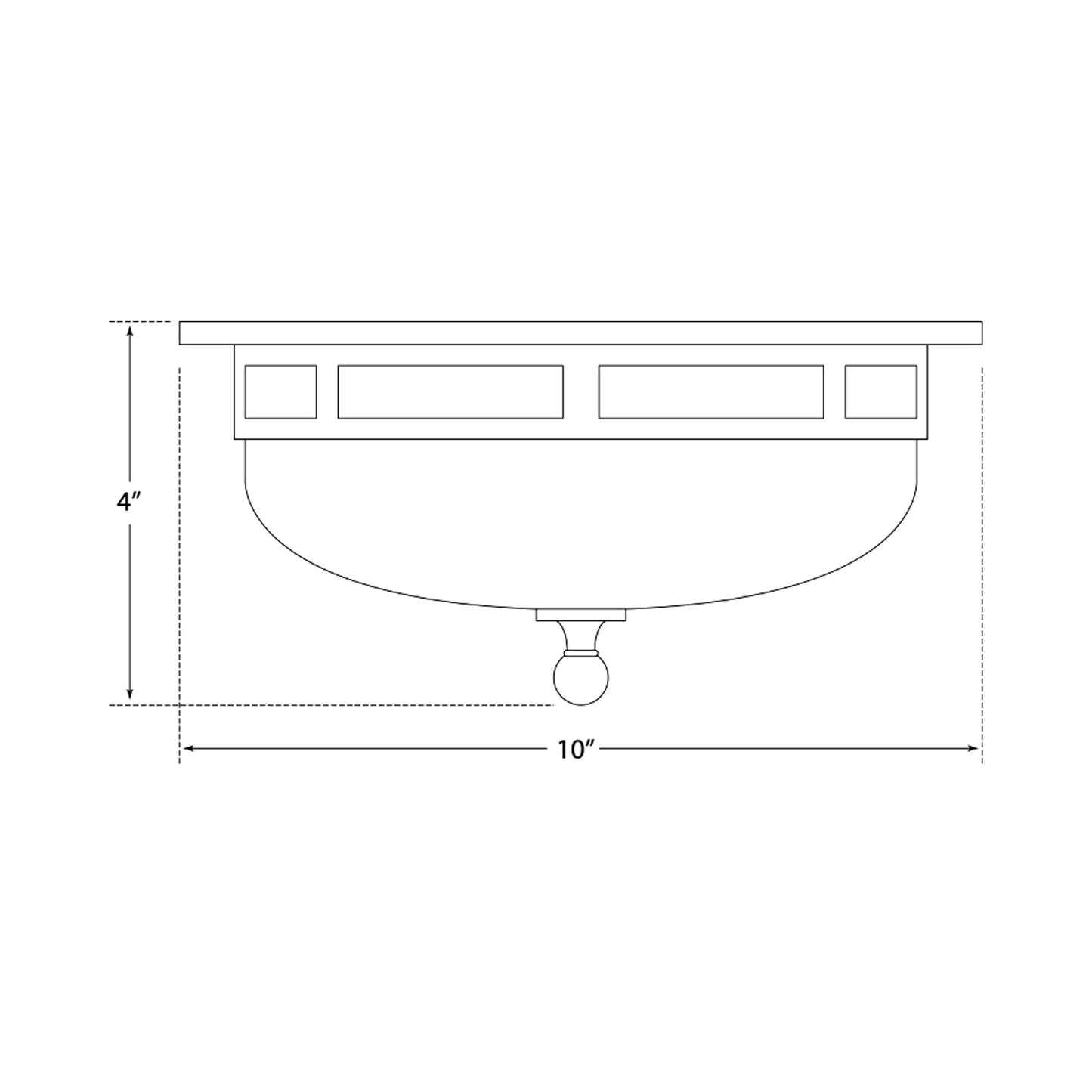 Openwork Flush Mount Ceiling Light - line drawing.