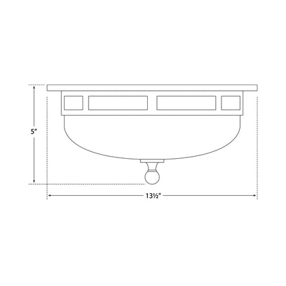 Openwork Flush Mount Ceiling Light - line drawing.