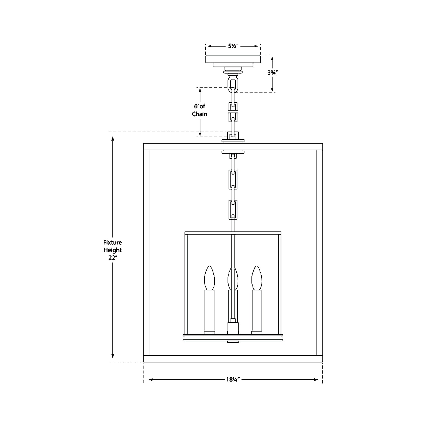 Osborne Pendant Light - line drawing.