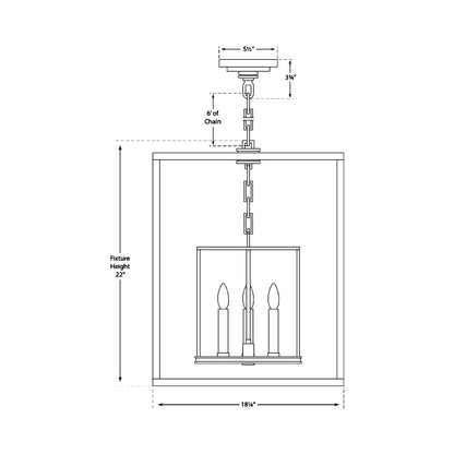 Osborne Pendant Light - line drawing.