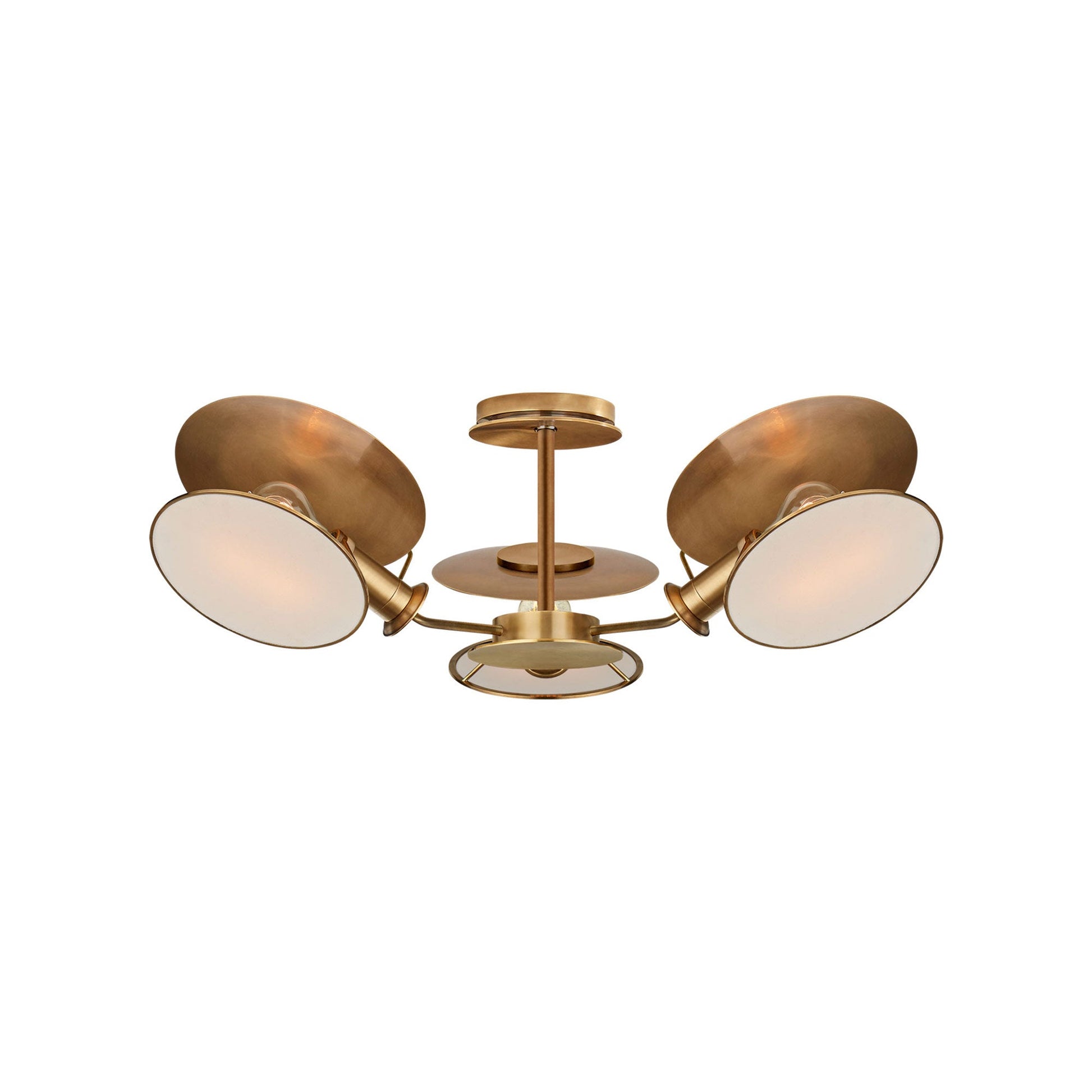 Osiris Asymmetric Semi Flush Mount Ceiling Light in Hand-Rubbed Antique Brass (Medium).