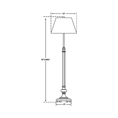 Overseas Adjustable Club Floor Lamp - line drawing.