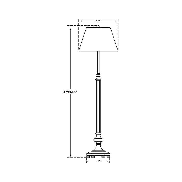 Overseas Adjustable Club Floor Lamp - line drawing.