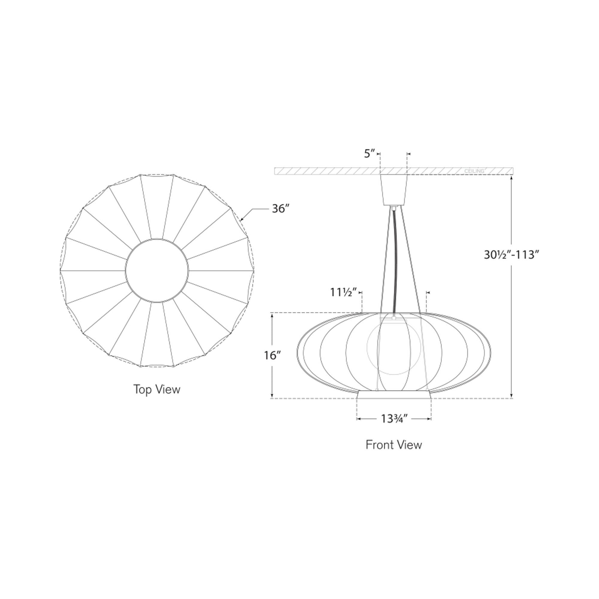Paper Moon Pendant Light - line drawing.