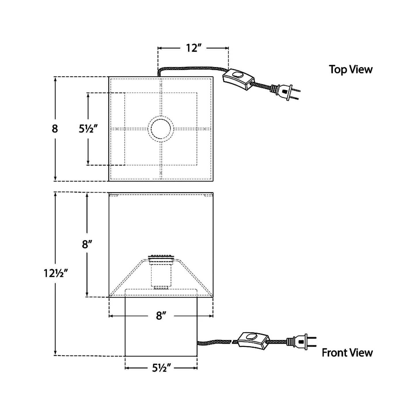 Pari Square Table Lamp - line drawing.