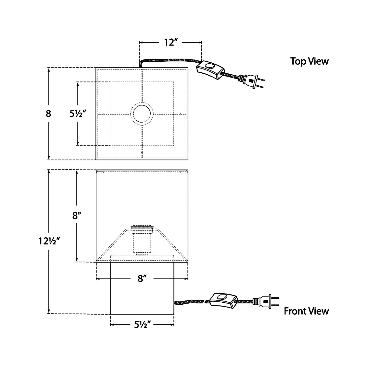 Pari Square Table Lamp - line drawing.