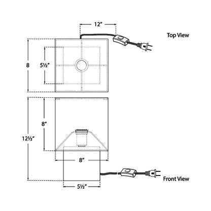 Pari Square Table Lamp - line drawing.