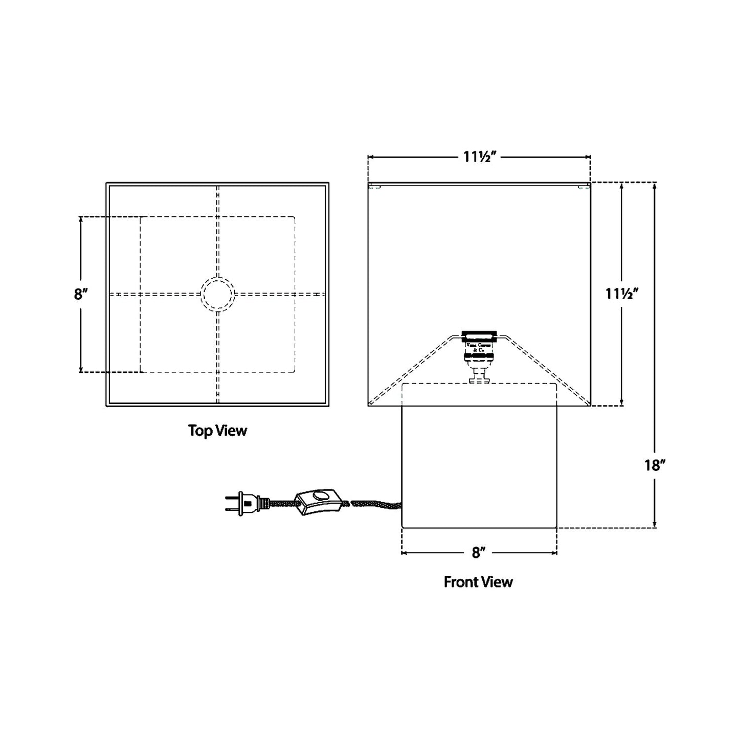 Pari Square Table Lamp - line drawing.
