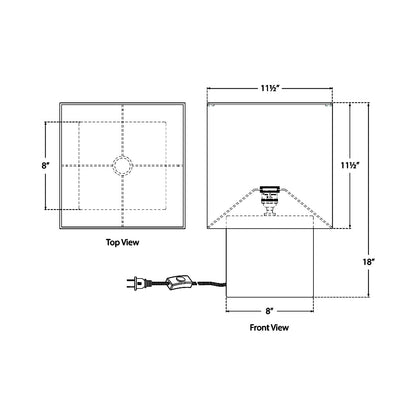 Pari Square Table Lamp - line drawing.
