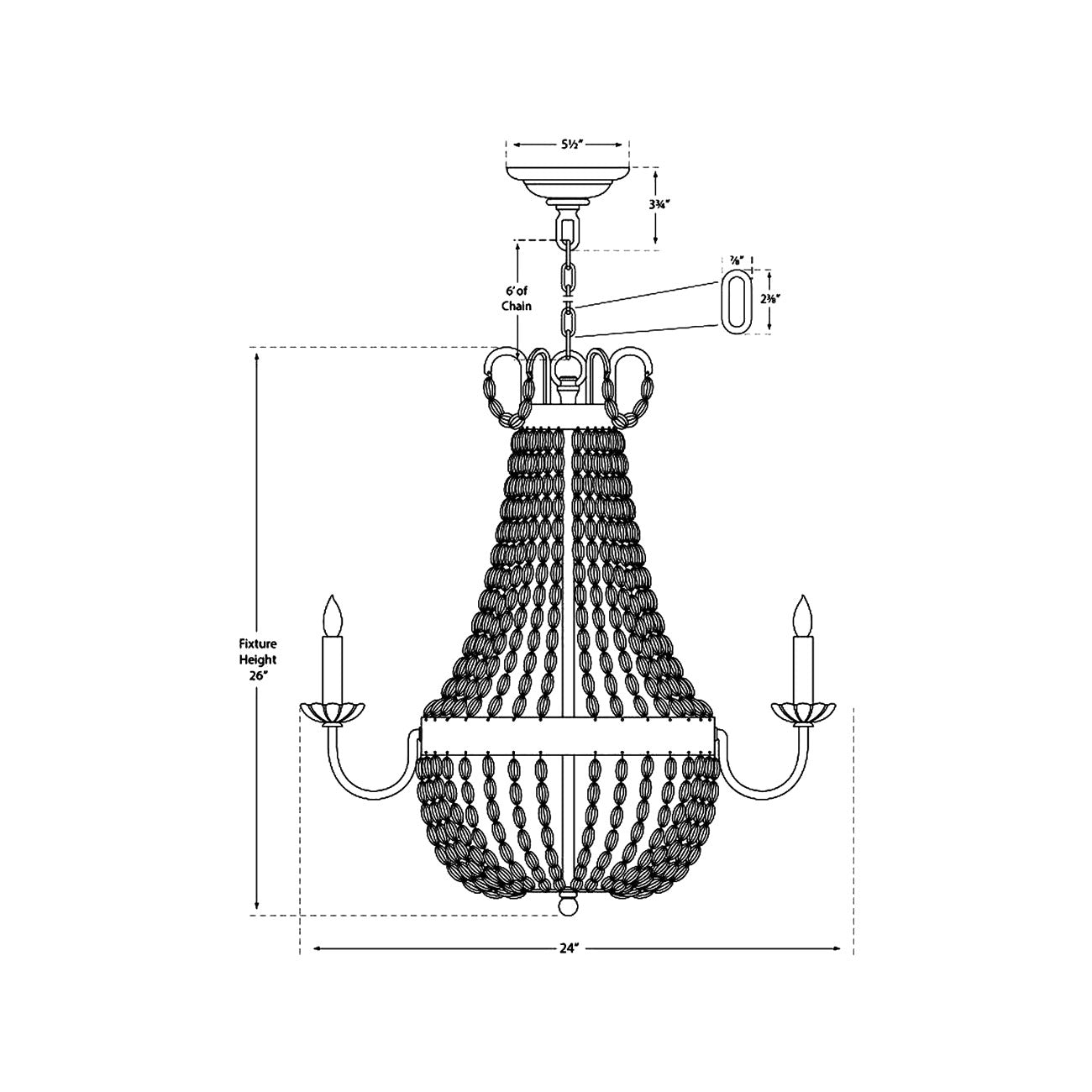 Paris Flea Market Chandelier - line drawing.