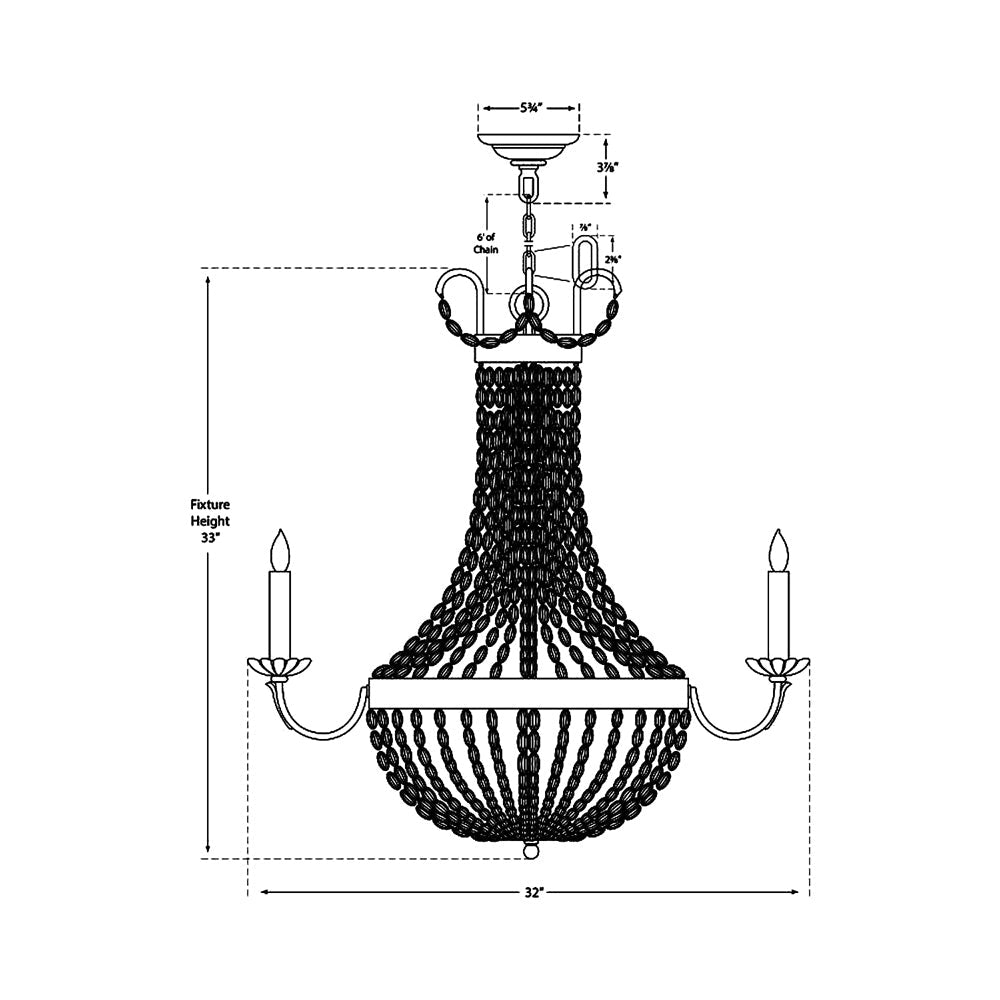 Paris Flea Market Chandelier - line drawing.