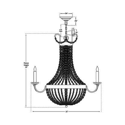 Paris Flea Market Chandelier - line drawing.