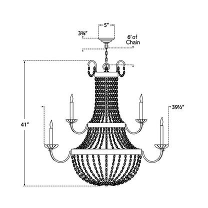 Paris Flea Market Chandelier - line drawing.