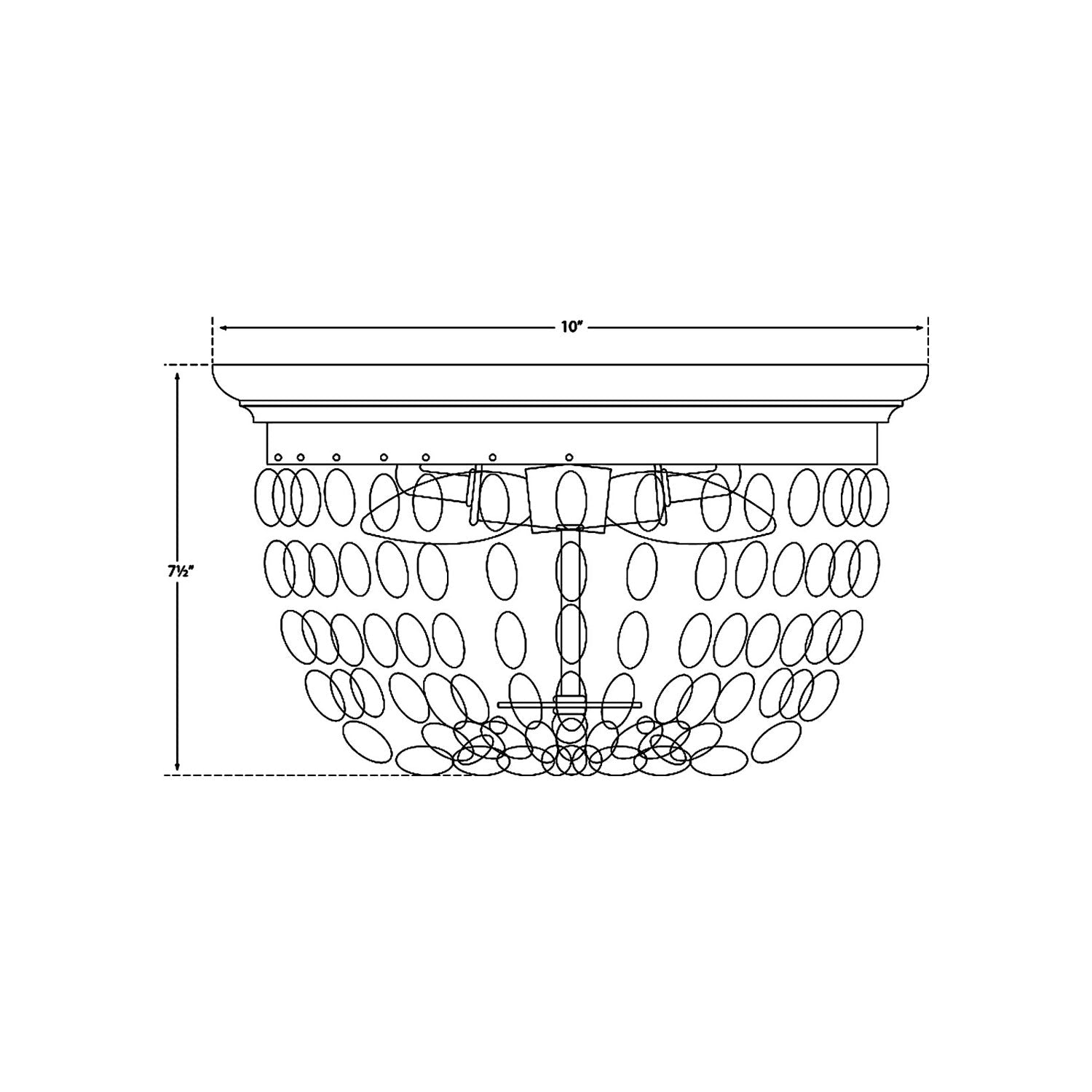 Paris Flea Market Flush Mount Ceiling Light - line drawing.