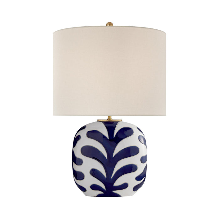 Parkwood Oval Table Lamp in New White/Cobalt.