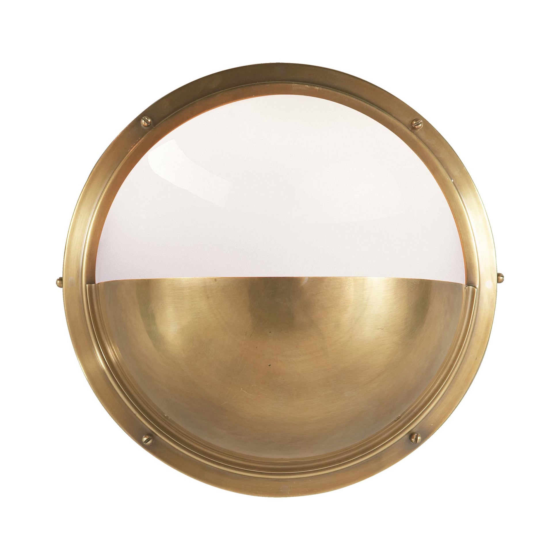 Pelham Moon Wall Light in Hand-Rubbed Antique Brass.