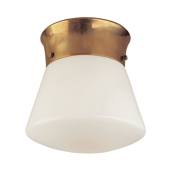 Perry Flush Mount Ceiling Light in Hand-Rubbed Antique Brass.